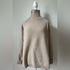 MADISON THE LABEL Beige Knit Asymmetrical Turtle Neck Sweater Size XS